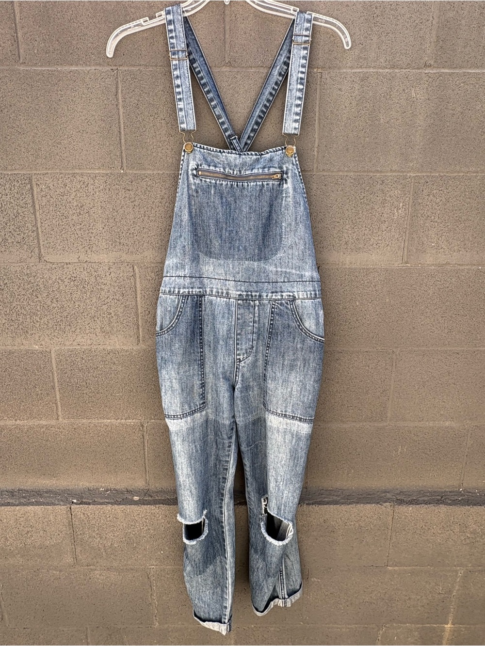 Washed Blue Womens Denim Overalls